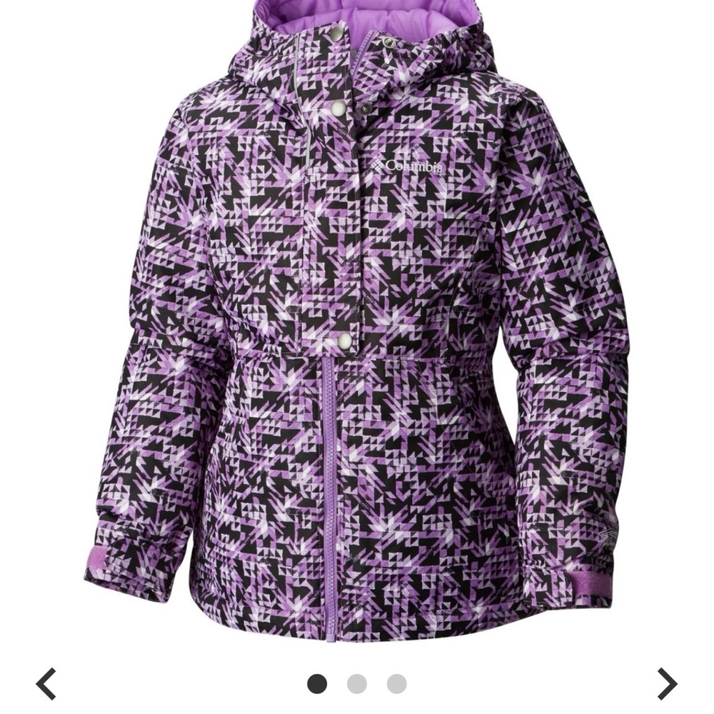 Columbia Kids' Black and Purple, black & white Patterned Puffer Jacket Sz M